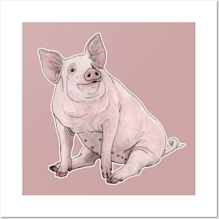 Pink pig Posters and Art